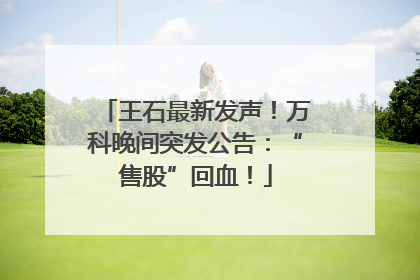 王石最新发声！万科晚间突发公告：“售股”回血！
