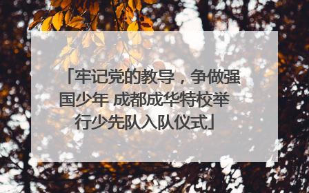 牢记党的教导，争做强国少年 成都成华特校举行少先队入队仪式