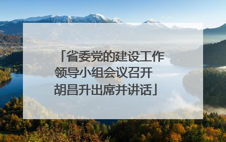 省委党的建设工作领导小组会议召开 胡昌升出席并讲话