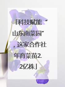 科技赋能“山东南菜园”，这家合作社年育菜苗2.2亿株