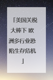 美国关税大棒下 欧洲多行业恐陷生存危机
