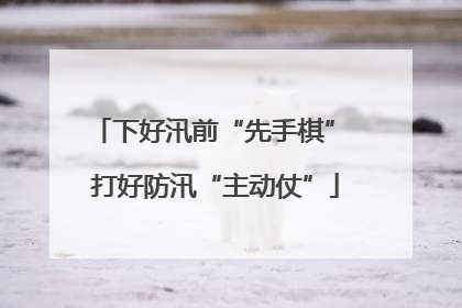 下好汛前“先手棋” 打好防汛“主动仗”