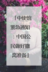 中使馆紧急通知：中国公民做好撤离准备