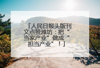 人民日报头版刊文点赞潍坊：把“当家产业”做成“担当产业”！
