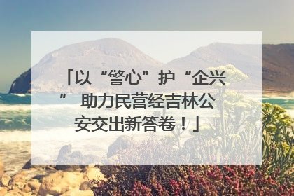 以“警心”护“企兴” 助力民营经吉林公安交出新答卷！