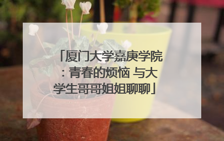 厦门大学嘉庚学院：青春的烦恼 与大学生哥哥姐姐聊聊