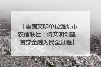 全国文明单位潍坊市农信联社：将文明创建贯穿金融为民全过程