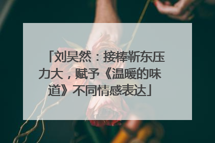 刘昊然：接棒靳东压力大，赋予《温暖的味道》不同情感表达