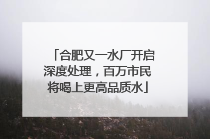 合肥又一水厂开启深度处理，百万市民将喝上更高品质水