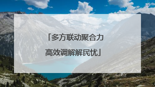 多方联动聚合力 高效调解解民忧