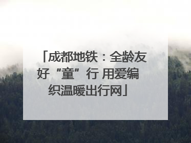 成都地铁：全龄友好“童”行 用爱编织温暖出行网