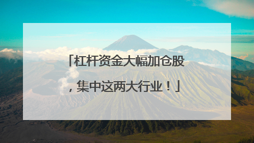 杠杆资金大幅加仓股，集中这两大行业！