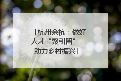 杭州余杭：做好人才“聚引留” 助力乡村振兴