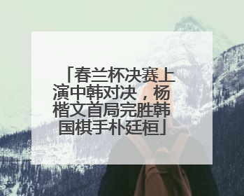春兰杯决赛上演中韩对决，杨楷文首局完胜韩国棋手朴廷桓