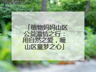 植物妈妈山区公益温情之行：用自然之爱，暖山区童梦之心