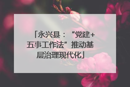 永兴县：“党建+五事工作法”推动基层治理现代化