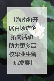 海南将开展百场访企拓岗活动 助力更多高校毕业生留琼发展