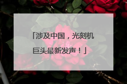 涉及中国，光刻机巨头最新发声！