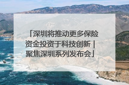 深圳将推动更多保险资金投资于科技创新｜聚焦深圳系列发布会