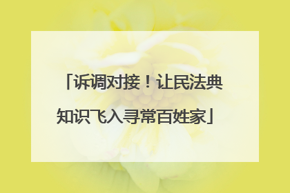 诉调对接！让民法典知识飞入寻常百姓家