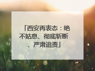 西安再表态：绝不姑息、彻底斩断、严肃追责