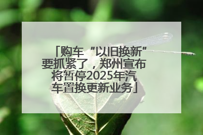 购车“以旧换新”要抓紧了，郑州宣布将暂停2025年汽车置换更新业务