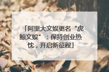 阿里大文娱更名“虎鲸文娱”：保持创业热忱，开启新征程