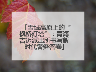 雪域高原上的“枫桥灯塔”：青海吉迈派出所书写新时代警务答卷