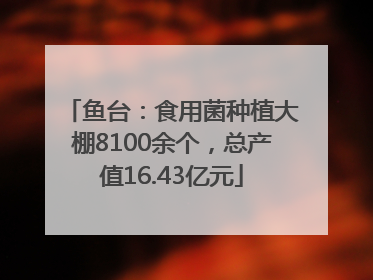 鱼台：食用菌种植大棚8100余个，总产值16.43亿元