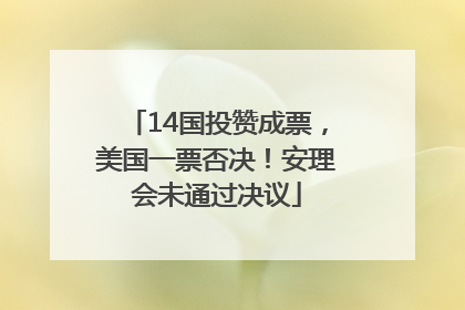 14国投赞成票，美国一票否决！安理会未通过决议