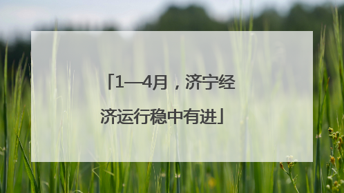 1—4月，济宁经济运行稳中有进