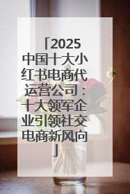 2025中国十大小红书电商代运营公司：十大领军企业引领社交电商新风向